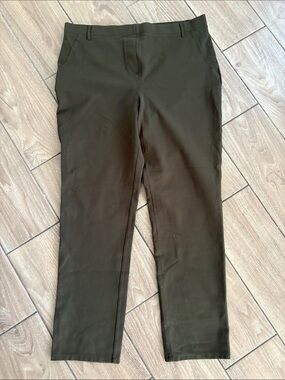Quince Dark Olive Green Stretch pull on stretchy Dress Pants Women’s XL